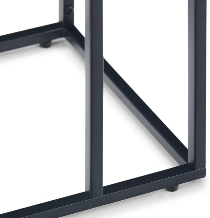 SIMPLIHOME Garner 18 Inch Wide Metal Tray Top C Side Table in Black, For the Living Room and Bedroom - LeafyLoom