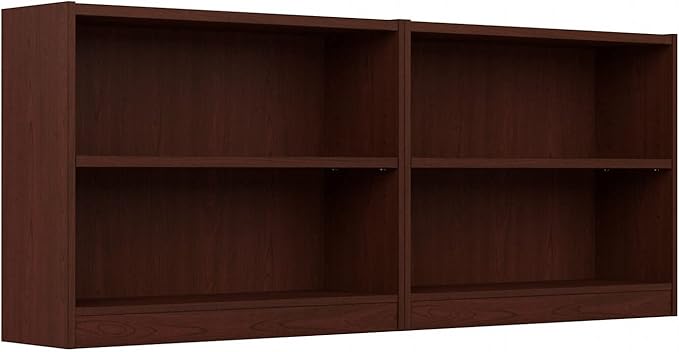 Bush Furniture Universal Small 2 Shelf Bookcase in Vogue Cherry - Set of 2, Matching Storage and Display Bookshelves for Home Office or Living Room Organization - LeafyLoom