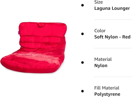 Posh Creations Structured Comfy Seat for Bedrooms and Dorm Rooms, Large Bean Bag Chair, Laguna Lounger, Red - LeafyLoom