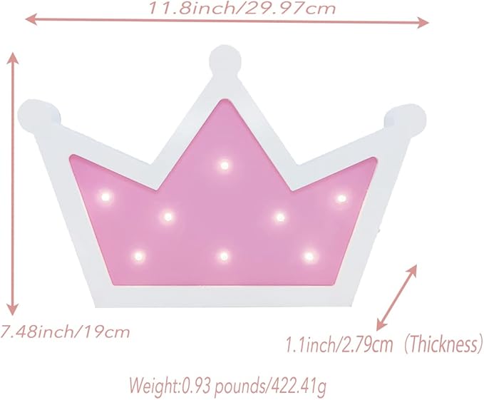Pink Crown LED Light,Crown Lights Wall Decor,Princess Queen Kings Decoration Sign for Kids Room Home Living Room Bedroom Wedding Birthday Party Christmas - LeafyLoom