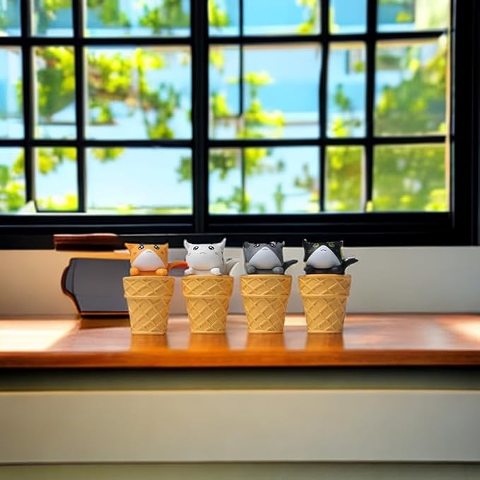 Cute and Compact Office Desk Decorations Cat in Eggshell Desk Ornament Shelf Decor Home Decor Bookshelf Decorative Objects Tabletop Decor - LeafyLoom