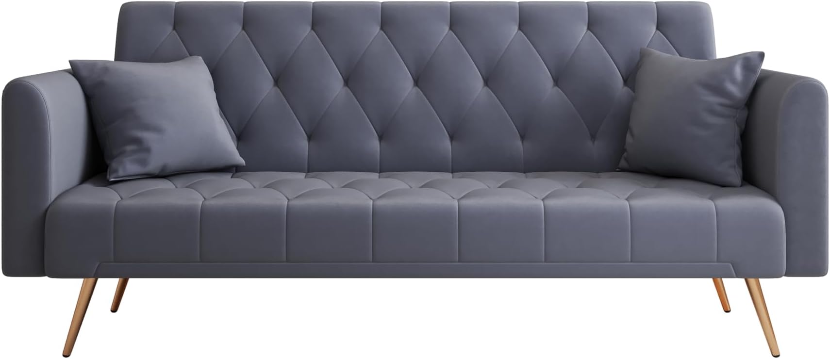 NicBex Sectional Couch Sofa with Double Folding Velvet Sofa Bed Cloud Couch for Living Room Furniture Sets with Aadjustable Back, Modular Sofa for Living Room, Bedroom, Apartment,71" L, Gray - LeafyLoom