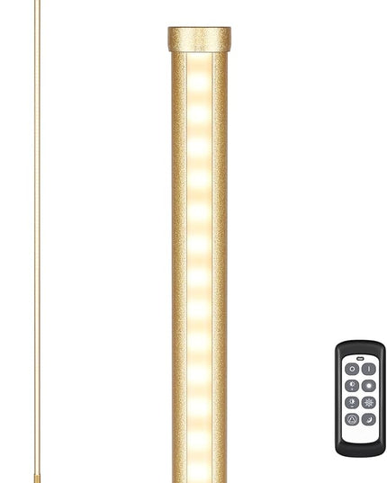 EDISHINE LED Corner Floor Lamp, Set of 2 Minimalist Dimmable Light with Remote, 57.5" Tall Standing Lamp for Living Room, Bedroom, Home Office, 7 Color Temperature 2700-6000K (Gold) - LeafyLoom