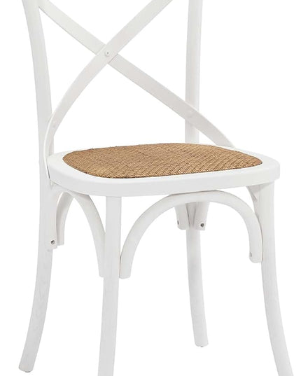 Modway Gear Rustic Modern Farmhouse Elm Wood Rattan Four Dining Chairs in White - LeafyLoom