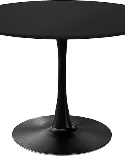 NicBex Dining Table Contemporary Kitchen Table Farmhouse Rustic 42.12" Modern Round Dining Table with Round MDF Table Top, Metal Base Dining Table, End Table Leisure Coffee Table, Black - LeafyLoom
