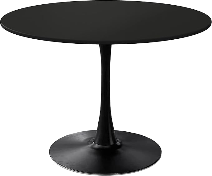NicBex Dining Table Contemporary Kitchen Table Farmhouse Rustic 42.12" Modern Round Dining Table with Round MDF Table Top, Metal Base Dining Table, End Table Leisure Coffee Table, Black - LeafyLoom