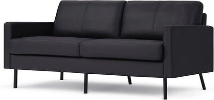 70" Top-Grain Leather Sofa, 2-Seat Upholstered Loveseat Sofa Modern Couch, Luxury Classic for Living Room Bedroom Apartment Office - LeafyLoom