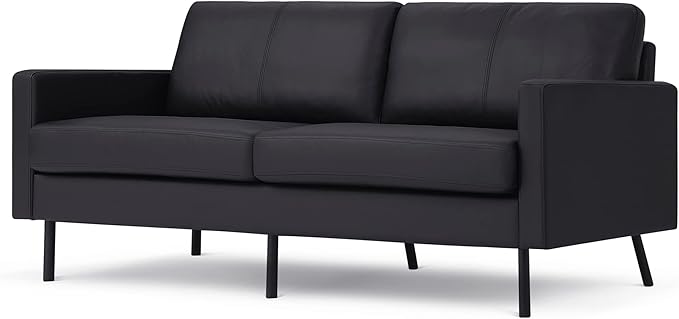 70" Top-Grain Leather Sofa, 2-Seat Upholstered Loveseat Sofa Modern Couch, Luxury Classic for Living Room Bedroom Apartment Office - LeafyLoom