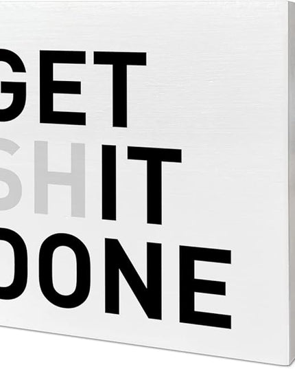 Home Office Desk Wooden Box Sign Decor, Get It Done, Inspirational Quotes Desk Decor Motivational Desk Decorations for Women Men Office - LeafyLoom