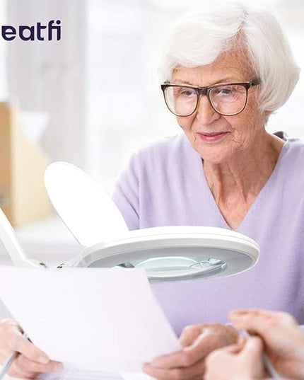 Neatfi Elite XL HD Bifocals Super LED Magnifying Lamp with Clamp, Glass Lens, 6500K, Glare-Free, Nonpolar Dimming (6 Inch Lens, White) - LeafyLoom