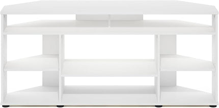 Furinno Jensen Entertainment Center, 55 Inch TV Size, White - LeafyLoom