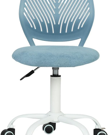 FurnitureR Writing Task Chair for Teens Boys Girls 360 Rolling Wheels Fabric Soft Pad Seat Breathable Backrest, Height Adjustable Liftup 29.5"-34.3",Blue Fabric - LeafyLoom