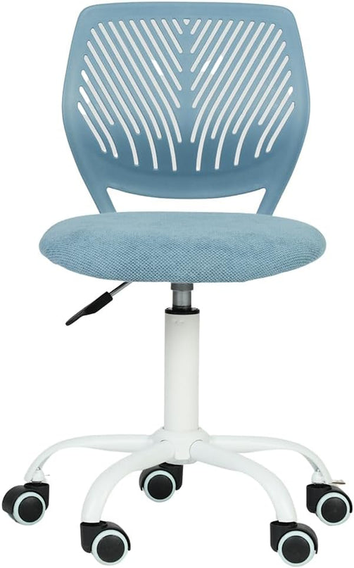 FurnitureR Writing Task Chair for Teens Boys Girls 360 Rolling Wheels Fabric Soft Pad Seat Breathable Backrest, Height Adjustable Liftup 29.5"-34.3",Blue Fabric - LeafyLoom