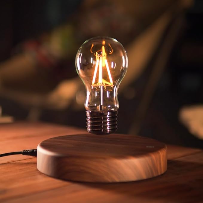 Magenetic Levitating Lamp, Floating Light Bulb, Auto Rotating LED Table Lamp Night Light for Home/Room/Office Decor - LeafyLoom