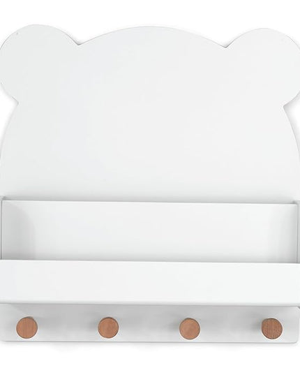 Delta Children babyGap Charlie 6-in-1 Convertible Crib + Brannan Bear Bookcase with Bins + Brannan Bear Wall Shelf with 4 Hooks, Bianca White (Bundle) - LeafyLoom