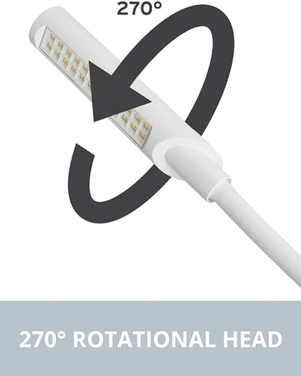 Reliable UberLight Flex 3100TL Task Light – LED Portable Desk Light with Clamp, USB Connection, 26.5” Flexible Gooseneck, 270° Rotational Head, 9 Light Settings, and up to 60,000 Hours of Use (White) - LeafyLoom
