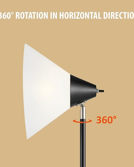 Floor Lamp Standing Lamp Adjustable Head Arcylic Shade Floor Lamps for Living Room/Office/Bedroom (Black) - LeafyLoom