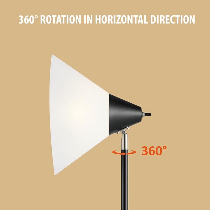 Floor Lamp Standing Lamp Adjustable Head Arcylic Shade Floor Lamps for Living Room/Office/Bedroom (Black) - LeafyLoom
