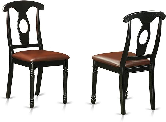 East West Furniture HLKE3-BCH-LC 3 Piece Kitchen Table & Chairs Set Contains a Round Dining Room Table with Pedestal and 2 Faux Leather Upholstered Chairs, 42x42 Inch, Black & Cherry - LeafyLoom