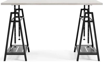 Signature Design by Ashley Bayflynn Mixed Media Adjustable Height Desk, White & Black - LeafyLoom