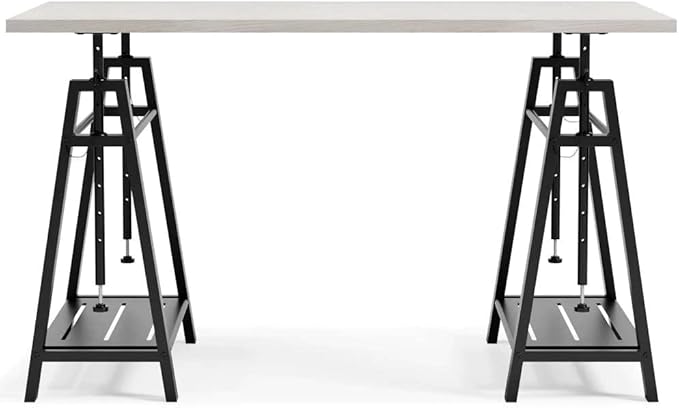 Signature Design by Ashley Bayflynn Mixed Media Adjustable Height Desk, White & Black - LeafyLoom