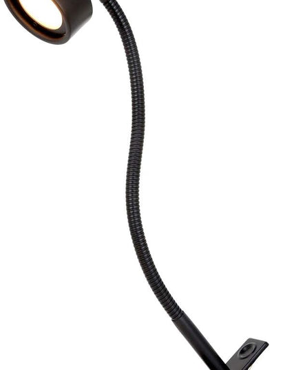 O’Bright LED Clip on Light for Bed Headboard/Desk, Dimmable LED Desk Lamp with Metal Clamp, 5W LED, Flexible Gooseneck, Adjustable Brightness for Eye-Care Reading, Vintage Design (Metal Black) - LeafyLoom