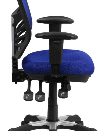 Flash Furniture Nicholas Mid-Back Swivel Office and Gaming Chair, Ergonomic Mesh Office Chair with Adjustable Lumbar Support and Height, Blue - LeafyLoom