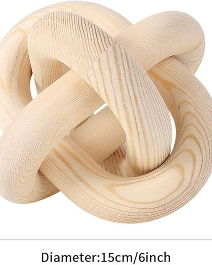 Wood Knot Decor -Coffee Table Decor Shelf Decor Table Books Hand Carved Home Decoration Boho Country Rustic Modern Shabby Chic Style Decor 3 Link Wooden Knot Chain Link Decor (Nature) - LeafyLoom