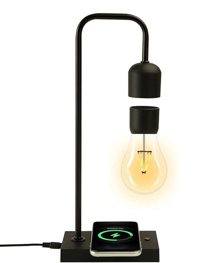 Floating Lamp with Wireless Phone Charger & LED Light Bulb Floating in The Air Freely Unique Magnetic Levitating Cloud Desk Lamp Home Decor & Gift for Friends Families - LeafyLoom