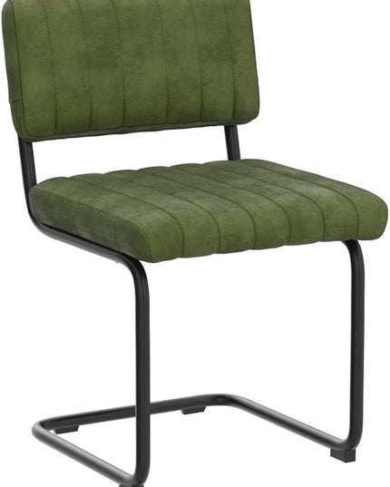 ONEVOG Green Velvet Dining Chairs Set of 2, Upholstered kitchen Dining Room Chair, Comfy Green Chair with Black Metal Legs, Cantilevered Design Chair for Bedroom, Living Room - LeafyLoom