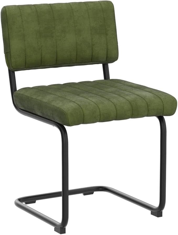 ONEVOG Green Velvet Dining Chairs Set of 2, Upholstered kitchen Dining Room Chair, Comfy Green Chair with Black Metal Legs, Cantilevered Design Chair for Bedroom, Living Room - LeafyLoom