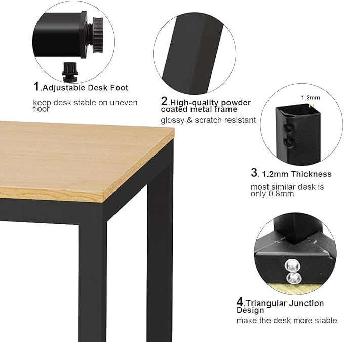 SogesGame Computer Desk, 63 inches Office Desk Computer Table Study Writing Desk Workstation for Home Office, Teak Dining Table - LeafyLoom