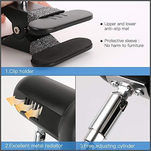 Clamp Desk Lamps 360 ° Flexible Clip on Light,Portable Book Reading Light,Clip on Desk/Table/Bed/Piano/headboard Light Home/Bedroom Lighting - LeafyLoom