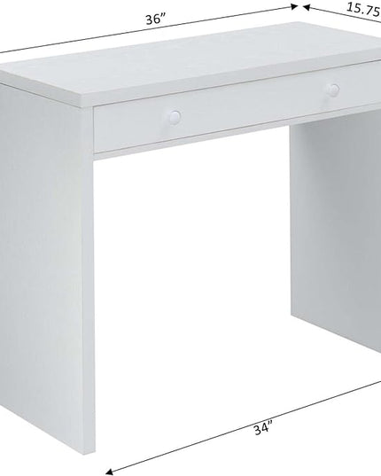 Convenience Concepts Northfield Desk with Drawer, White - LeafyLoom