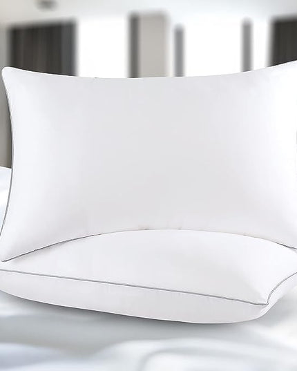 Bed Pillows for Sleeping 2 Pack - King Size Cooling Pillows Set of 2 for Side Back and Stomach Sleepers, Down Alternative Filling Luxury Soft Supportive Plush Pillows - LeafyLoom
