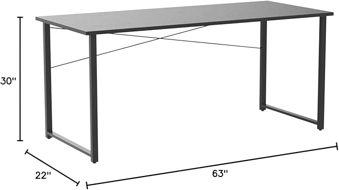 Coleshome 63 Inch Computer Desk, Modern Simple Style Desk for Home Office, Study Student Writing Desk,Black - LeafyLoom