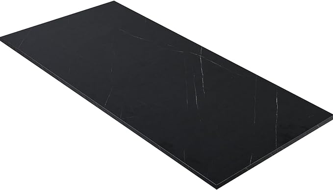 Kaboon Universal Tabletop 45"x20", Solid One-Piece Melamine Table Top, Double Desk L-Desk Floating Desk DIY, Home and Office,Cloud Atlas/Black Marble - LeafyLoom