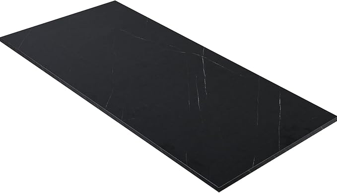 Kaboon Universal Tabletop 59.1"x23.62", Solid One-Piece Melamine Table Top, Double Desk L-Desk DIY, Home and Office Countertop, Cloud Atlas/Black Marble - LeafyLoom