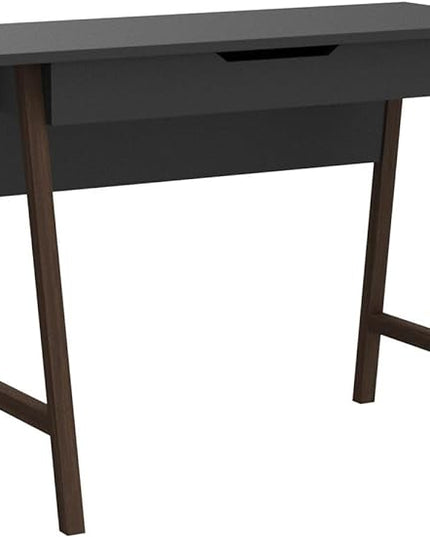 PARMA 42 Inch Modern Desk - Home & Office Small Computer Desk with Wide Drawer - Wooden Study Writing Minimalist Desk with Storage for Small Space, Bedroom & Workstations - Student Desk/Table (Black) - LeafyLoom