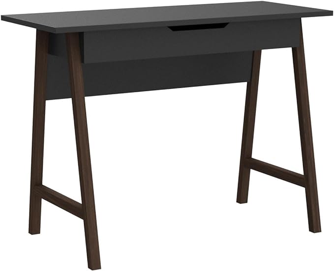 PARMA 42 Inch Modern Desk - Home & Office Small Computer Desk with Wide Drawer - Wooden Study Writing Minimalist Desk with Storage for Small Space, Bedroom & Workstations - Student Desk/Table (Black) - LeafyLoom