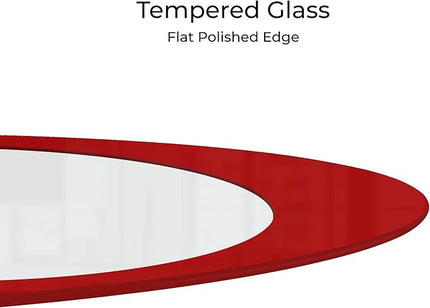 Fab Glass and Mirror CTR-FAB30000 Oval Glass Coffee Table, 43.5 in x 25.5 in x 16 in, Red - LeafyLoom