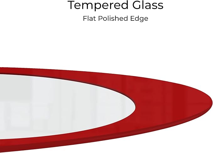Fab Glass and Mirror CTR-FAB30000 Oval Glass Coffee Table, 43.5 in x 25.5 in x 16 in, Red - LeafyLoom