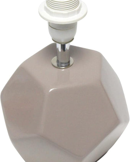Simple Designs LT2065-GRY Round Prism Mini Table Lamp with Matching Fabric Shade, Gray - LeafyLoom