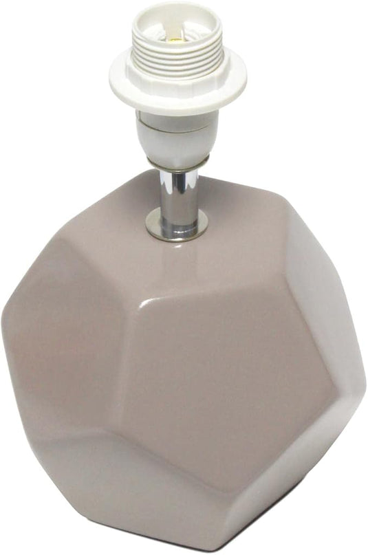 Simple Designs LT2065-GRY Round Prism Mini Table Lamp with Matching Fabric Shade, Gray - LeafyLoom