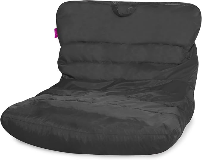 Posh Creations Structured Comfy Bean Bag Chair for Gaming, Reading, and Watching TV, Laguna Lounger, Microsuede - Charcoal Gray - LeafyLoom
