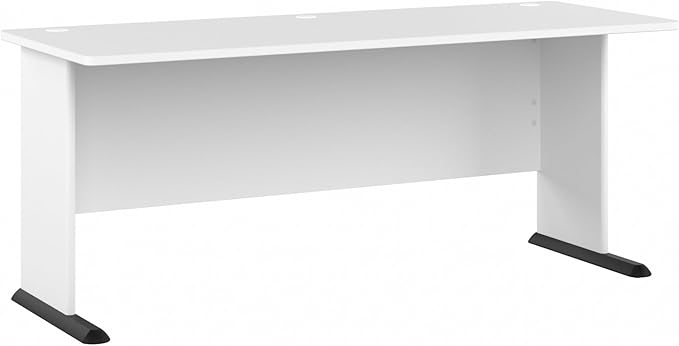 Bush Business Furniture Studio A 72W Computer Desk in White, 6 Foot Gaming and Work Table for Home or Professional Office - LeafyLoom
