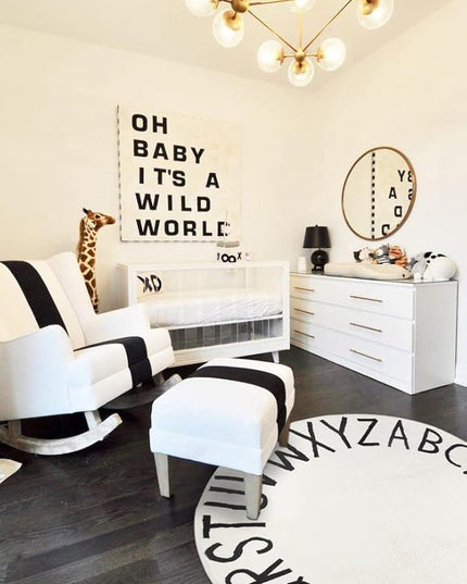 Topotdor Round Kids Play Rug Alphabet Nursery Area Rug Extra Large Soft Crawling Play Mat for Children Toddlers Bedroom (47 inch, Beige) - LeafyLoom