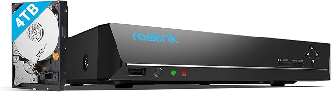 REOLINK 16CH Network Video Recorder for Home Security Camera System,Only Work with 16MP/12MP/4K/8MP/5MP/4MP The Same Brand PoE IP Cam,24/7 Recording to Pre-Installed 4TB Hard Drive,RLN16-410 REOLINK