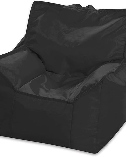 Posh Creations Bean Bag Chair Structured Comfy Seat Use for Gaming, Reading and Watching TV, Newport, Black - LeafyLoom