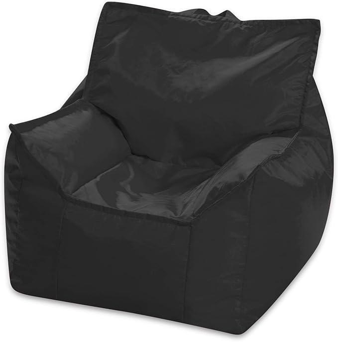 Posh Creations Bean Bag Chair Structured Comfy Seat Use for Gaming, Reading and Watching TV, Newport, Black - LeafyLoom